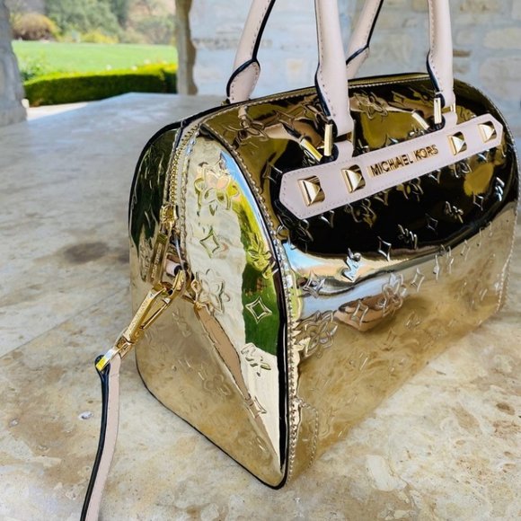 NWT Michael Kors Metallic Mirrored Satchel&wallet - Picture 2 of 14
